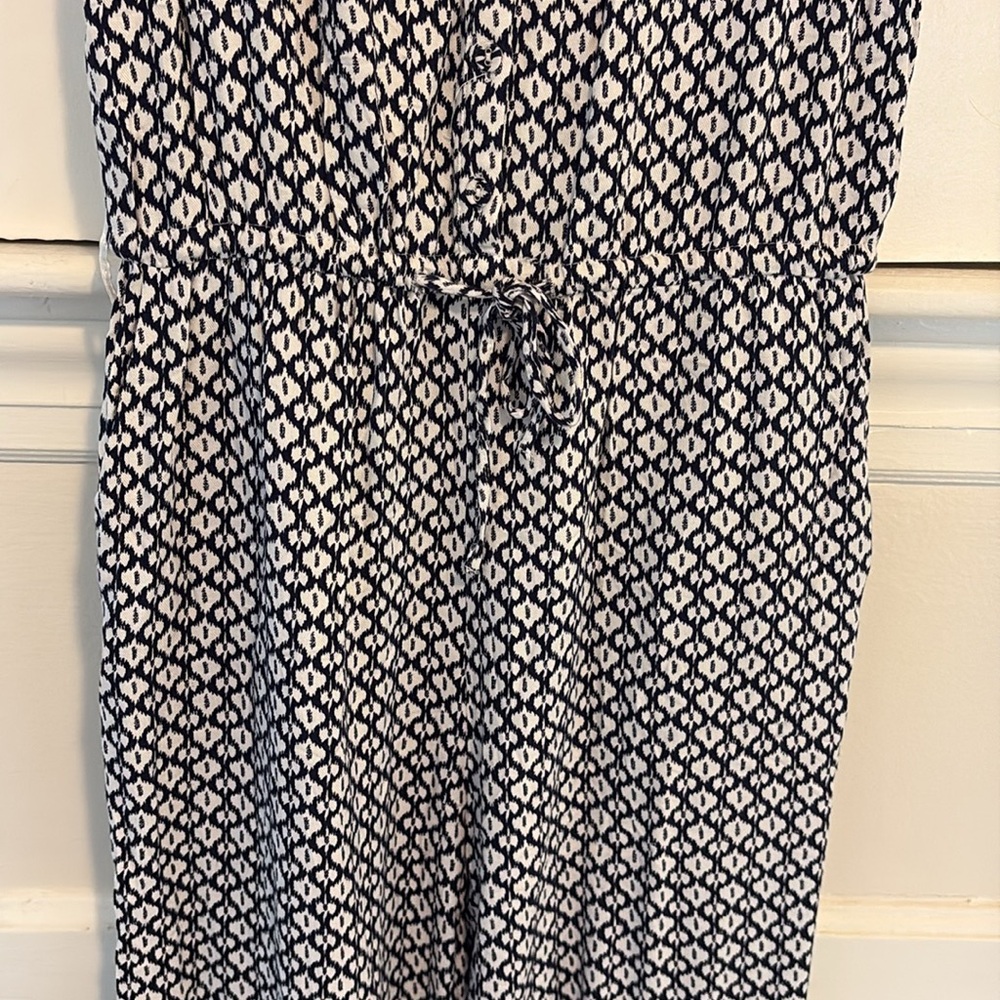 Skies Are Blue Navy & White Geometric Sleeveless Jumpsuit with Tie Waist. Size S - Picture 2 of 11